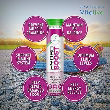 Hydro Boost Electrolyte Tablets + Vitamins | Rapid Rehydration & Recovery | Zero Sugar | NEW Strawberry & Raspberry Flavour | Vegan Friendly | 20 Hydro Tabs
