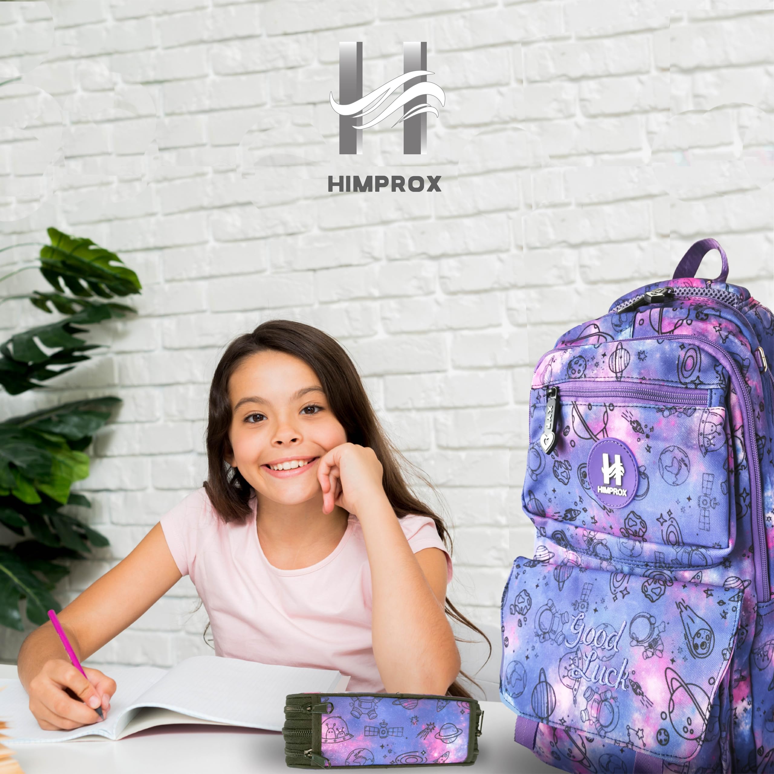 Pack Mochila Escolar Ergonómica, Diseño Galaxia, 30 x 40 cm, con Estuche Escolar y Material 46 Piezas