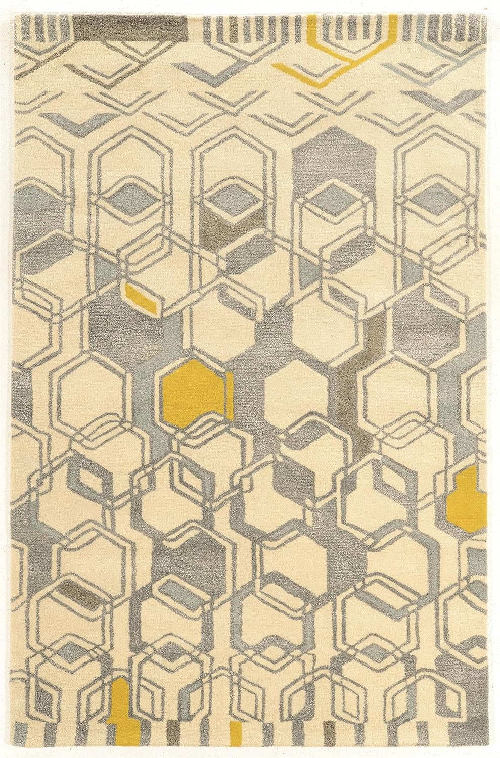 BOWERY HILL 96'' x132'' Transitional Wool Hand Tufted Rug in Ivory/Gray