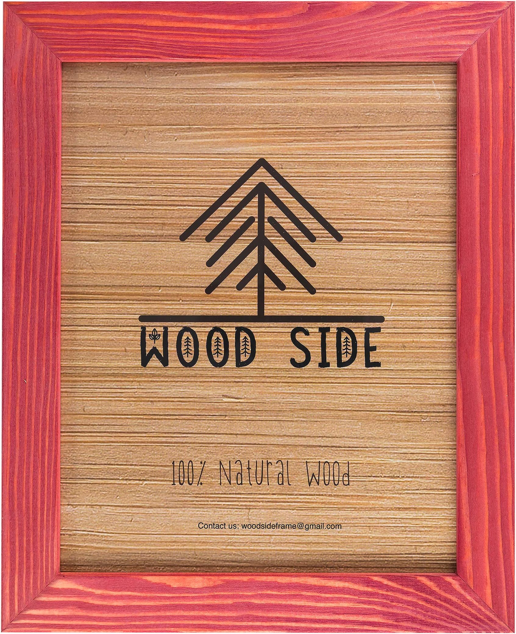 Rustic Wooden Poster Picture Frame 12x16 - Natural Solid Eco Distressed Wood for Wall Mounting Photo Frame - Red