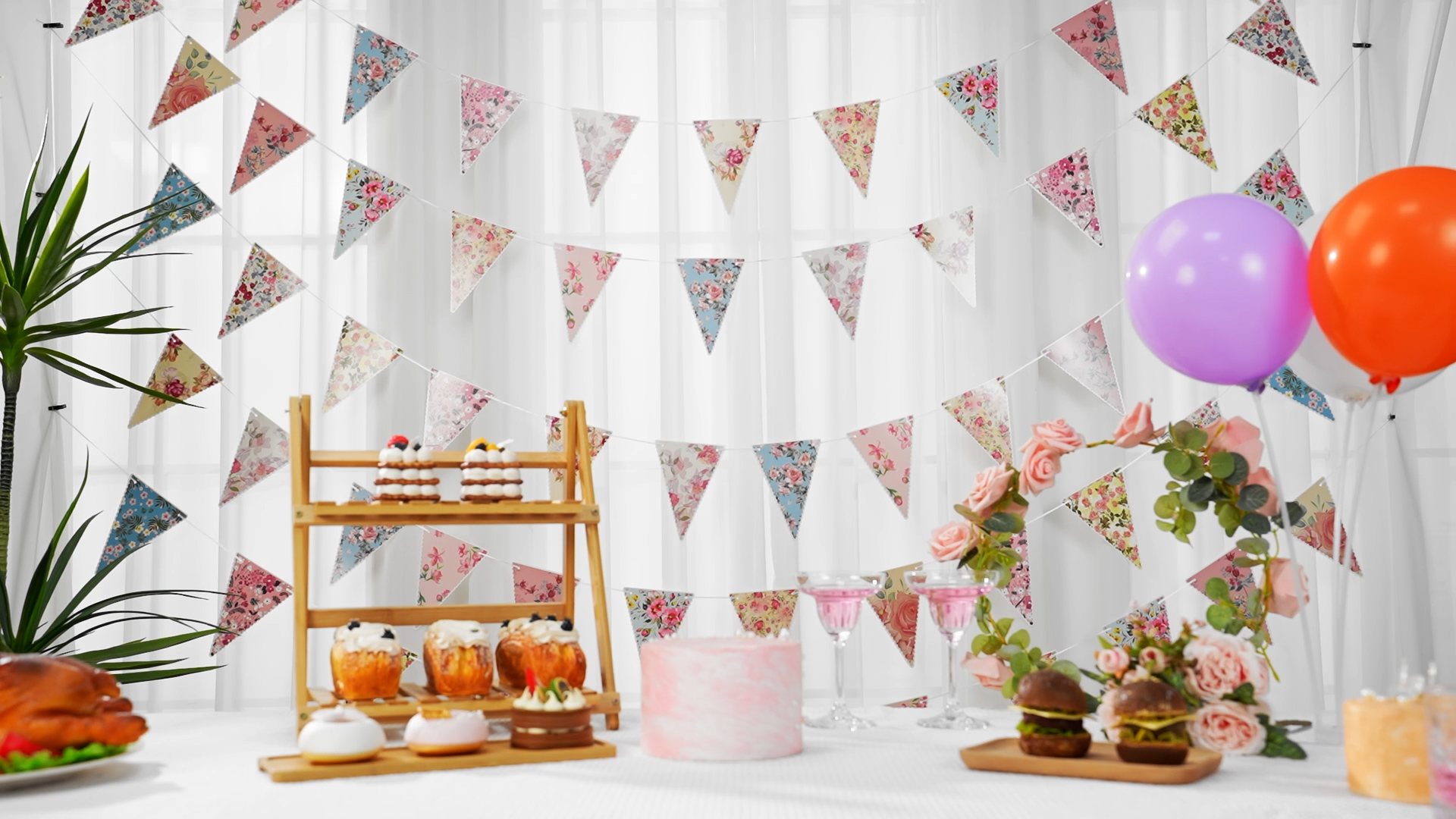 * vintage garland ୨୧  パピエマシェベルのついた ガーランド Amazon.com: Funtery 5 Pcs Retro Bright Floral Paper Garland