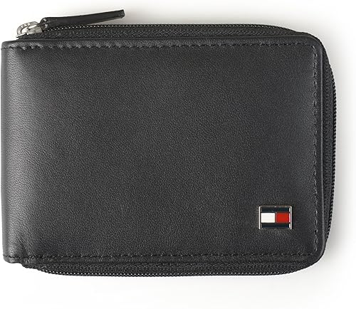 Tommy Hilfiger Cartera delgada de piel auténtica con cremallera para hombre Negro Tommy Hilfiger Cartera delgada de piel auténtica con cremallera para hombre Negro