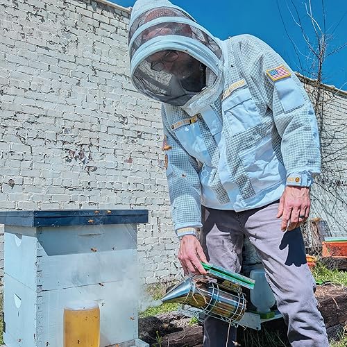 Miniatura 10 de Foxhound Bee Company, Sting Stopper Chaqueta profesional de apicultura ventilada, color blanco apicultor, talla 4XL