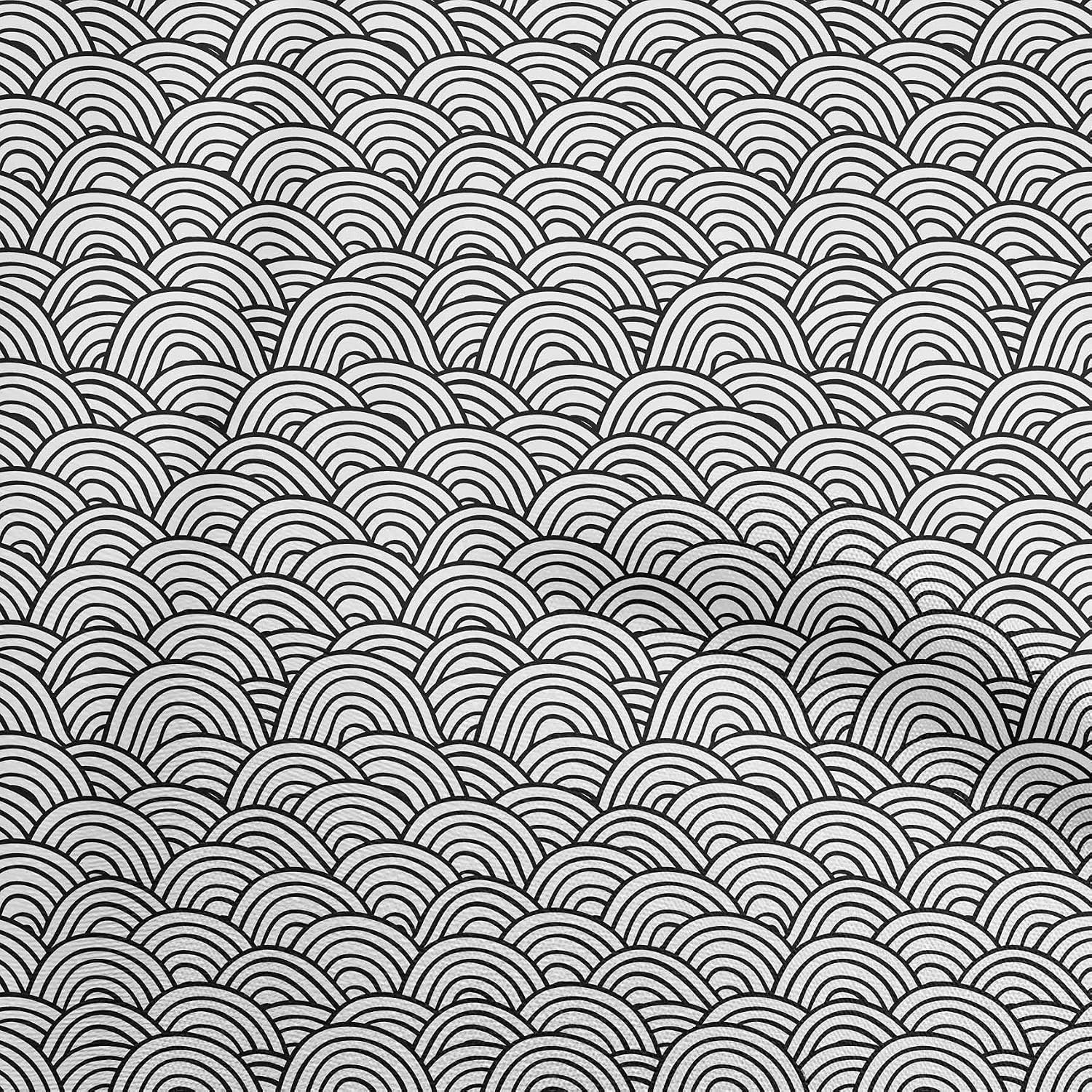 oneOone Cotton Flex Black Fabric Asian Traditional Japanese Fabric for Sewing Printed Craft Fabric by The Yard 40 Inch Wide