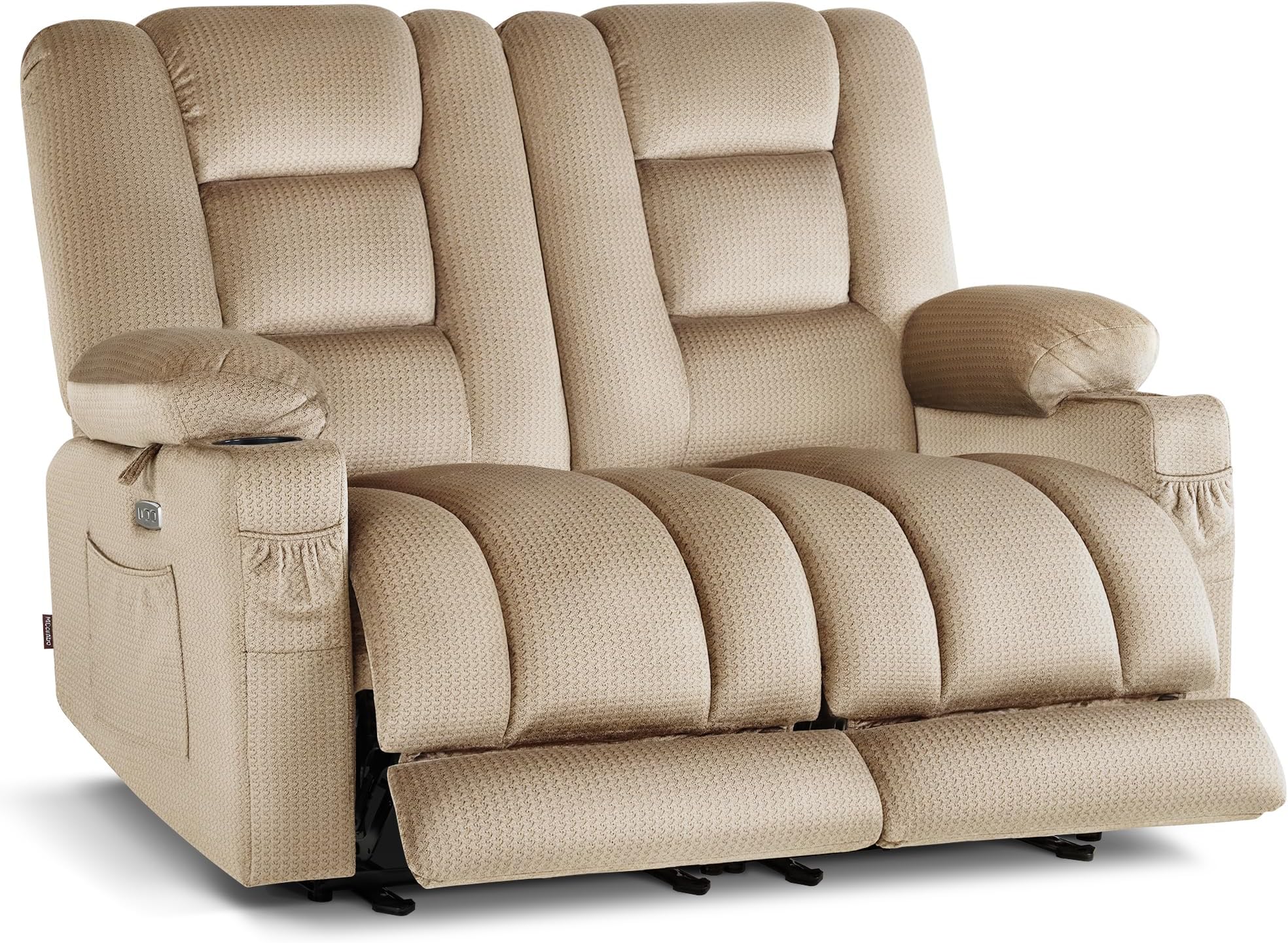 MCombo 56 in Reclining Loveseat Recliner with Heat & Massage PR648M1 Beige