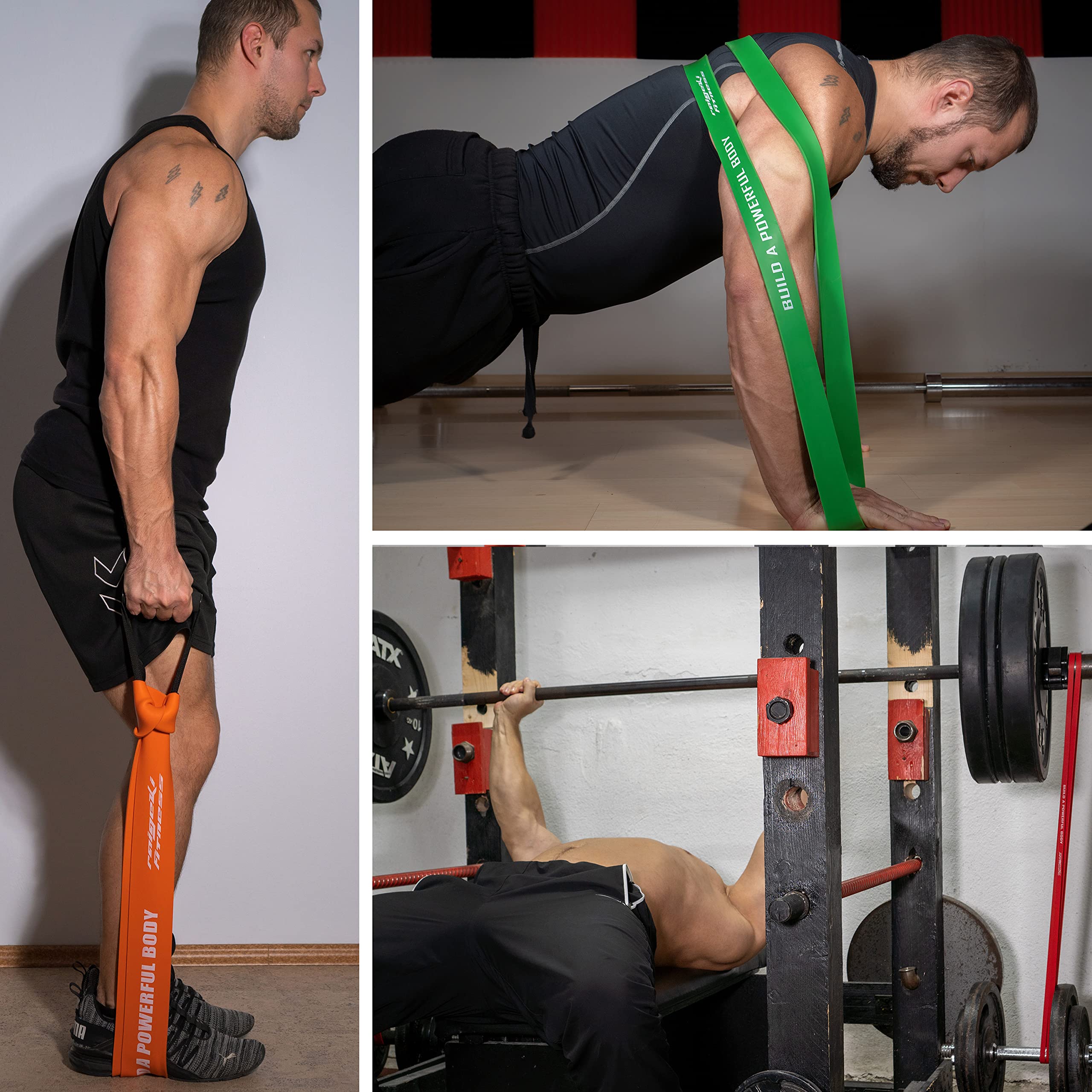 Raigeki Fasce elastiche per resistenza fitness (+ piani di allenamento) [individualmente e insieme] Bande di resistenza lunghe fasce fitness per sport di forza - Fascia fitness
