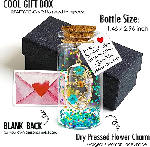 Miniatura 2 de Regalo para el Día de la Madre: mensaje de flores prensadas en seco en una botella, lindo regalo de cumpleaños, aniversario y San Valentín para My