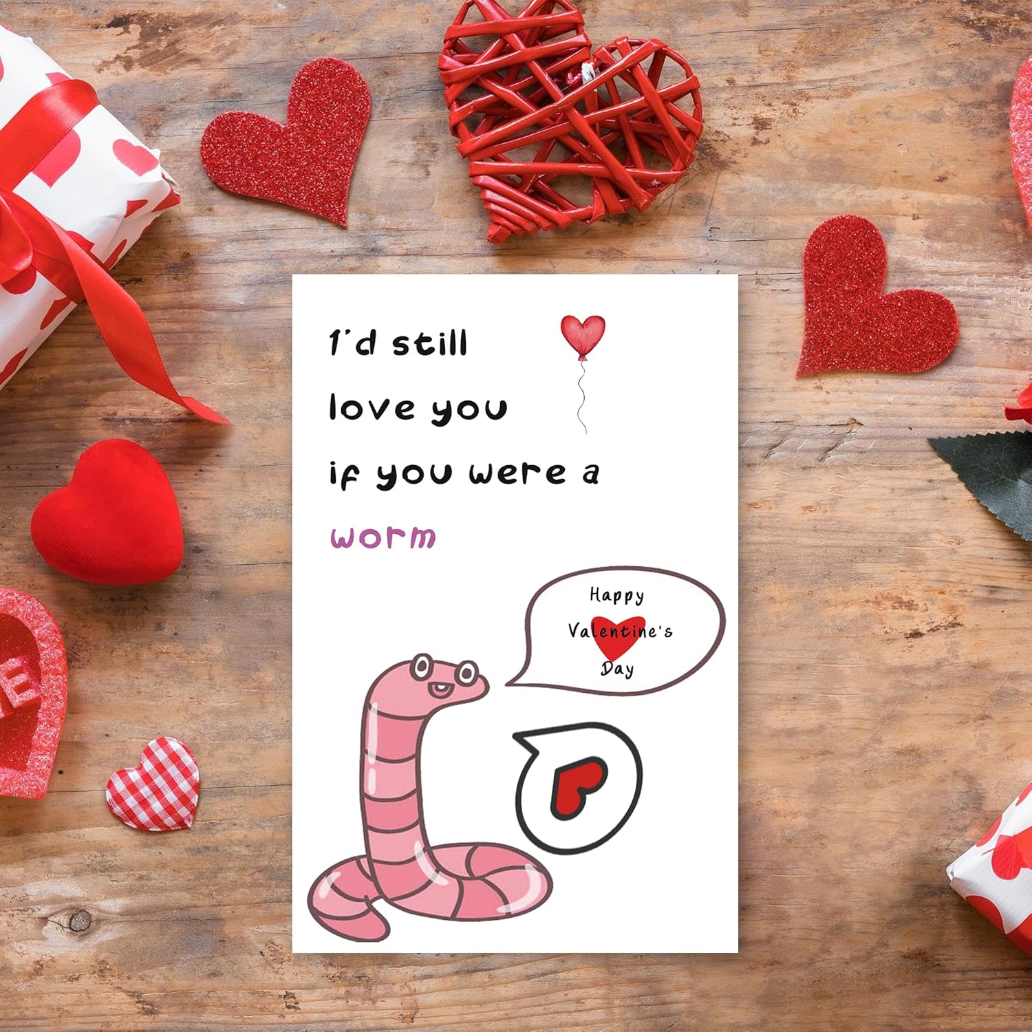 Cute Valentines Day Card for Boyfriend Girlfriend, Funny Valentine’s Day Card for Men Women, I’d Still Love You if You Were a Worm - Image 5