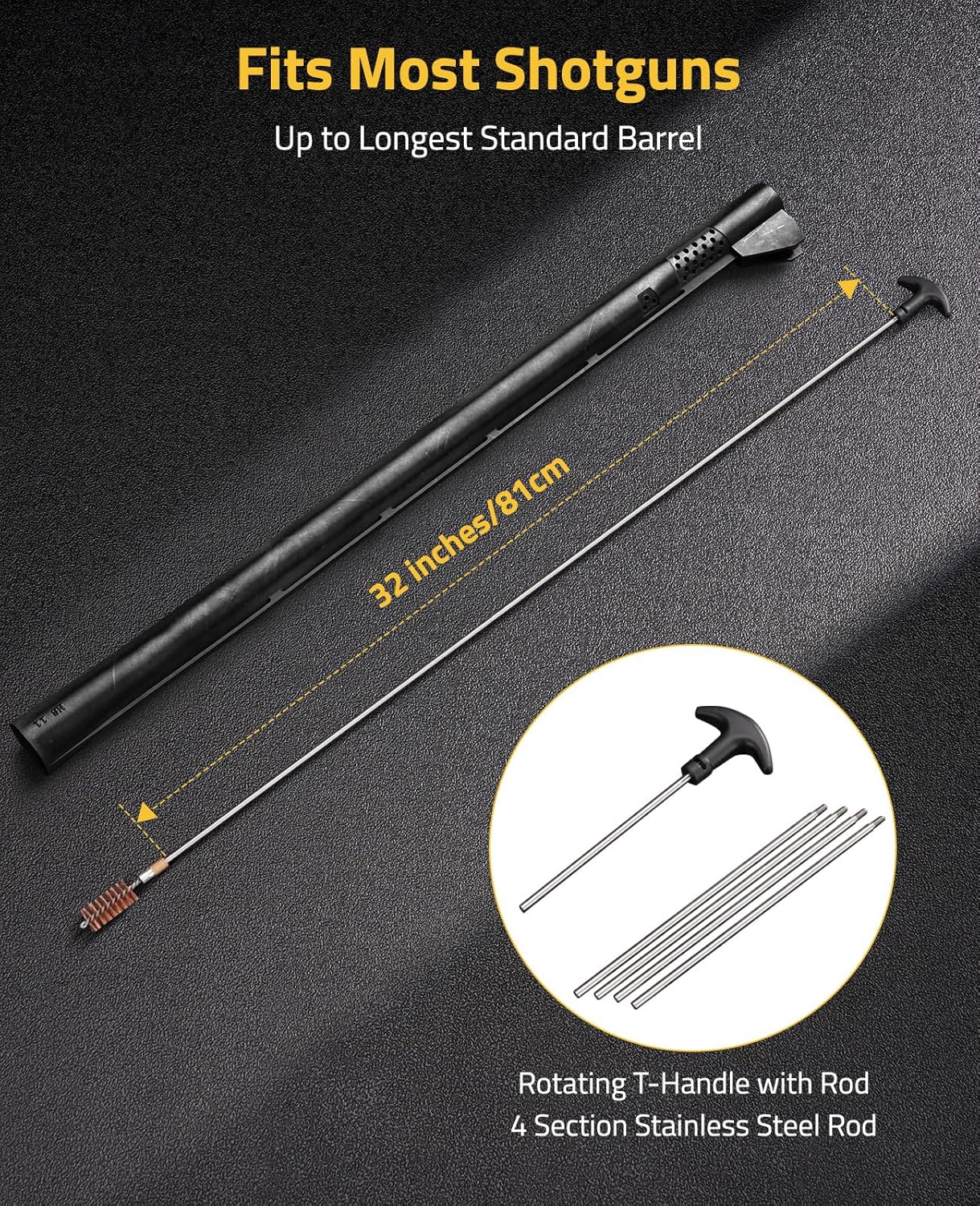 CVLIFE Shotgun Cleaning Kit for 12 Gauge, 20 Gauge, 410 Gauge– Gun Cleaning Kit with Bronze Bore Brushes, Cotton Mops, Cleaning Patches, Picks and Portable Case
