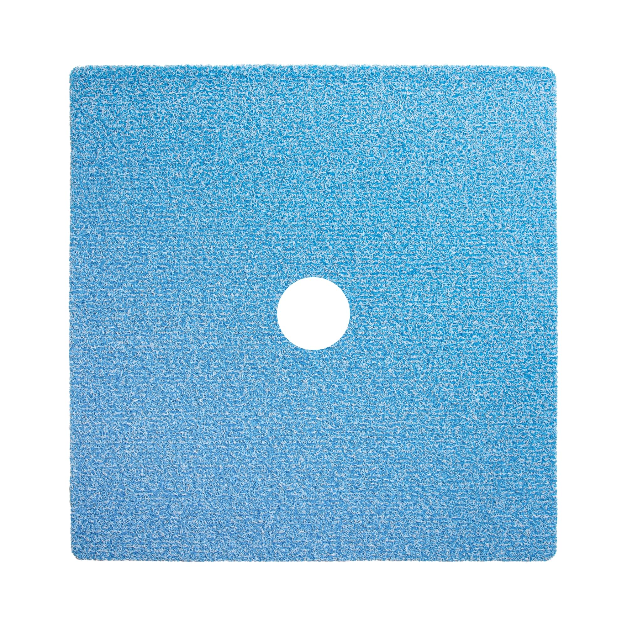 Enkosi Loofah Shower Mat with Drain Hole – Cushioned Anti-Slip Square Bath Mat for Showers, and Bathroom Floors – Textured PVC, Non Slip Safety Pad for Walk-in Stalls and Wet Areas (27x27 Aqua Blue)