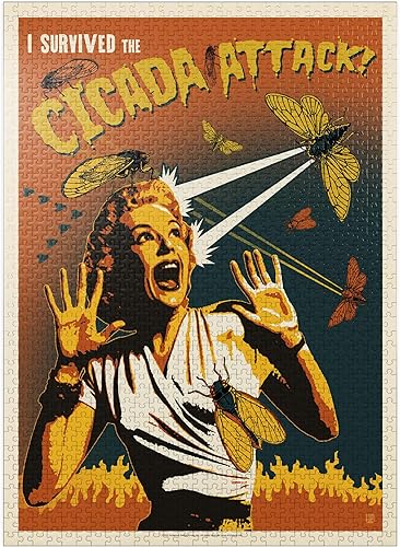 Cicada Invasion Screaming Woman, póster vintage, rompecabezas de 1000 piezas prémium para adultos