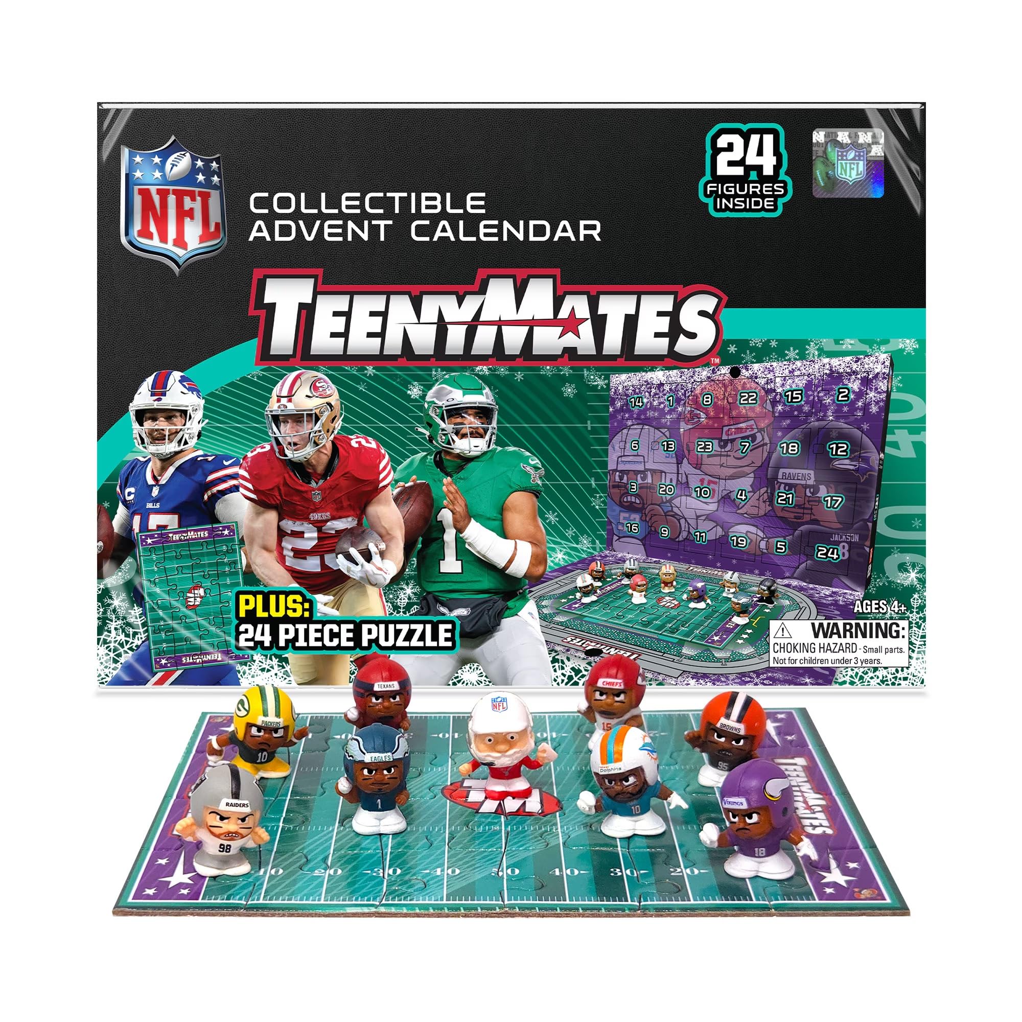 Party Animal Teenymates 2025-26 Advent Calendar, 24 Figures, 1 Inch Tall, Team Colors (NFL Advent Calendar)