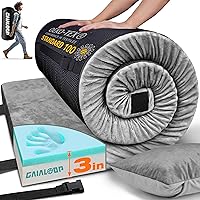 Vista 29 de Colchón de Espuma Viscoelástica de 3 Pulgadas para Acampar, Almohadilla de Dormir de Doble Capa Gruesa para Coche, Tienda, Cama, Enrollable, Verde