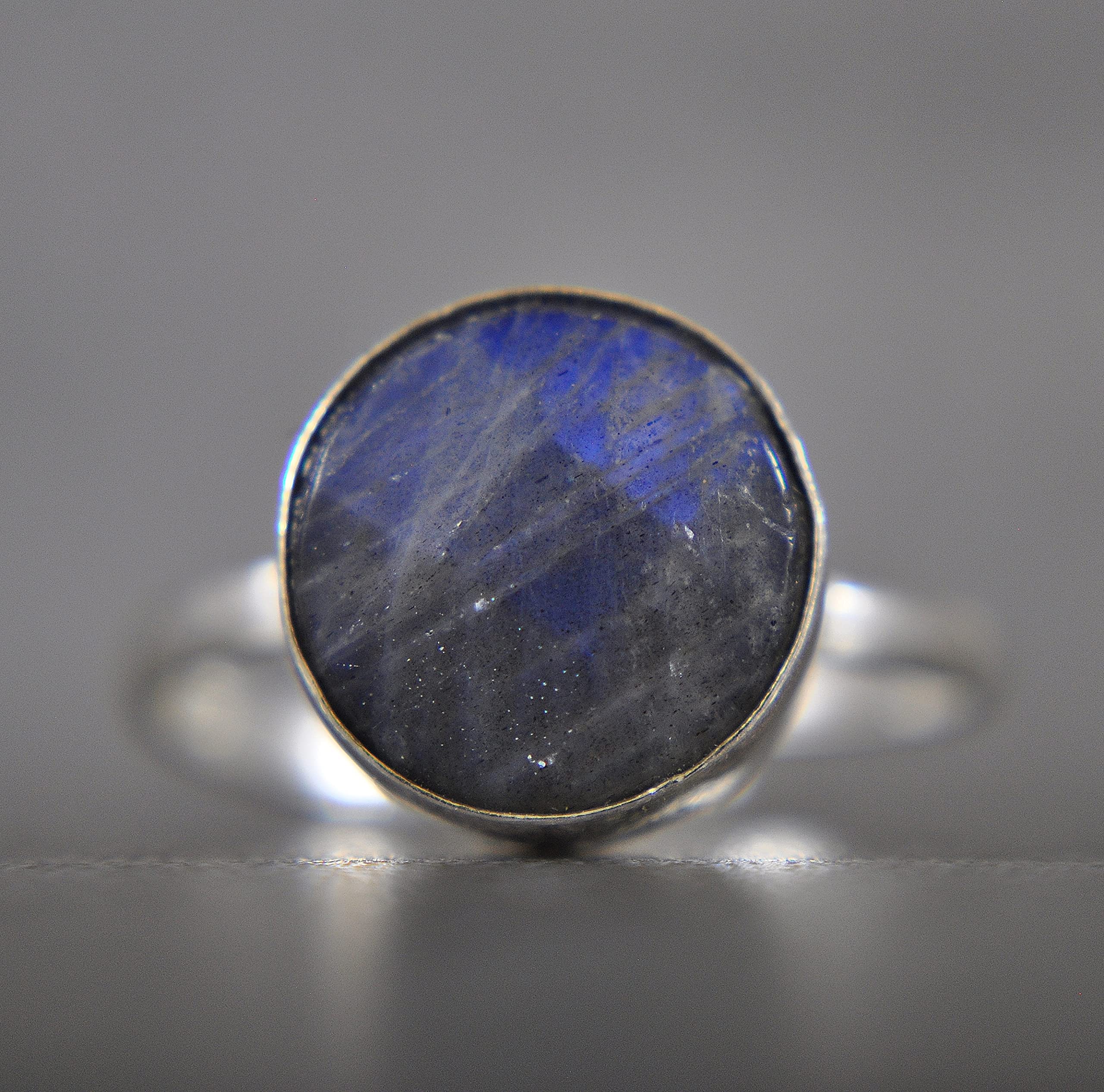 Labradorit - 925 Sterling Silber - Heilstein - Kette - Grau - Rund - Halskette mit Anhänger - Damen - Geburtstag - Silberkette - Geschenk für Sie - Schmuck - Handmade