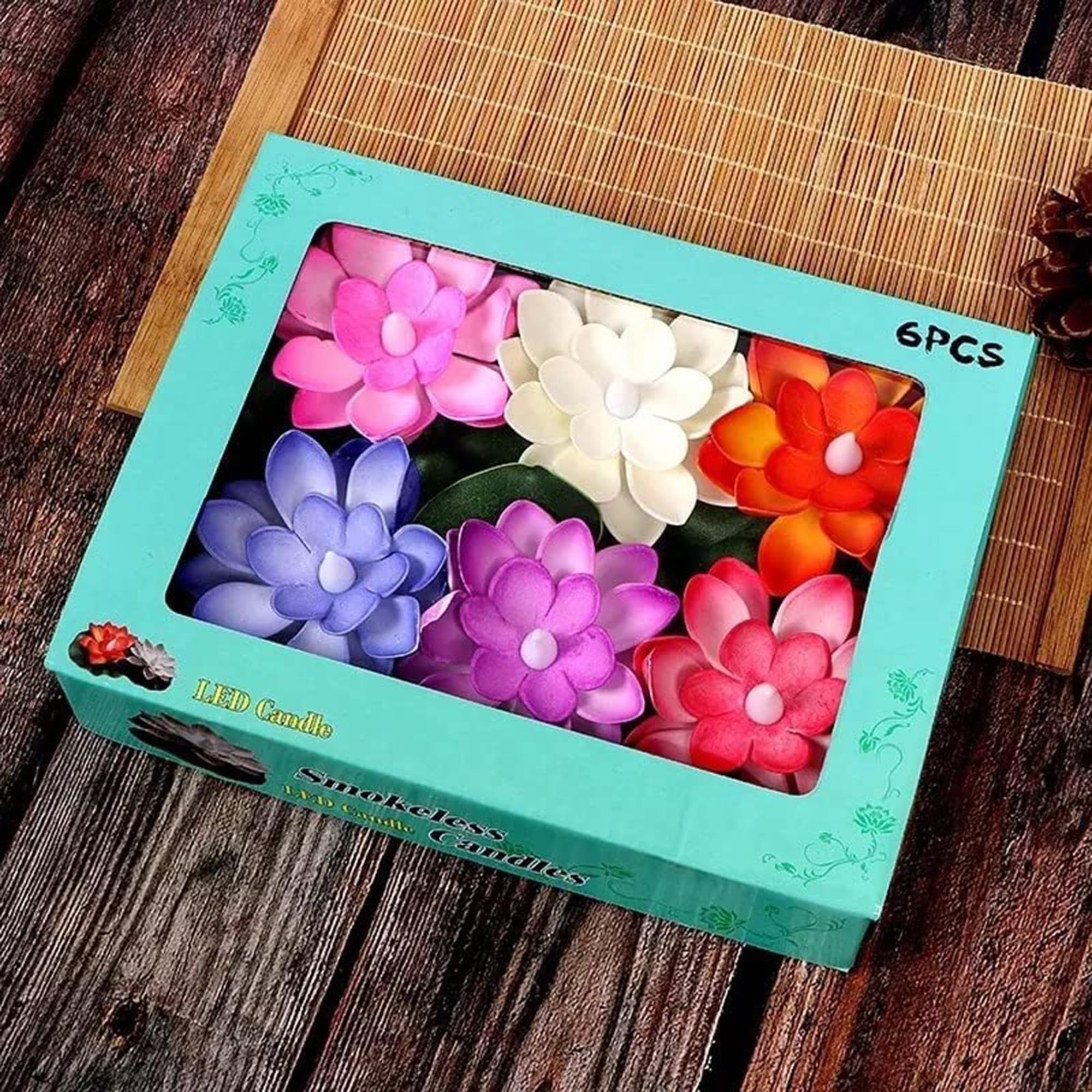 BIRMON Floating Candle Night Lighting Bath Wedding Lamp | Waterproof Lotus Romantic Beautiful Water Sensor Diya LED Candles for Home Decoration | Diwali Gift I Flower Water Light Diya (Pack of 6) - Image 3 thumbnail