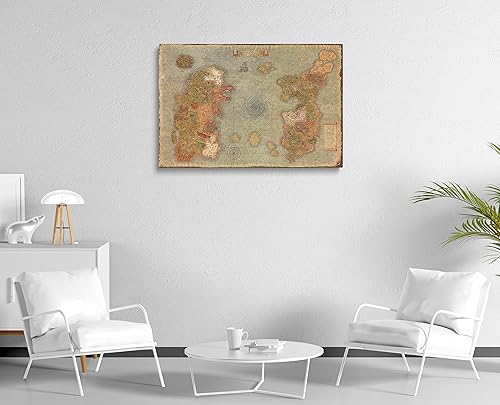 Miniatura 6 de MGSBCXN Lienzo con diseño de mapa retro del mundo de Warcraft, arte para pared, póster enmarcado, cuadro de juego azerótico, obra de arte de la Ira
