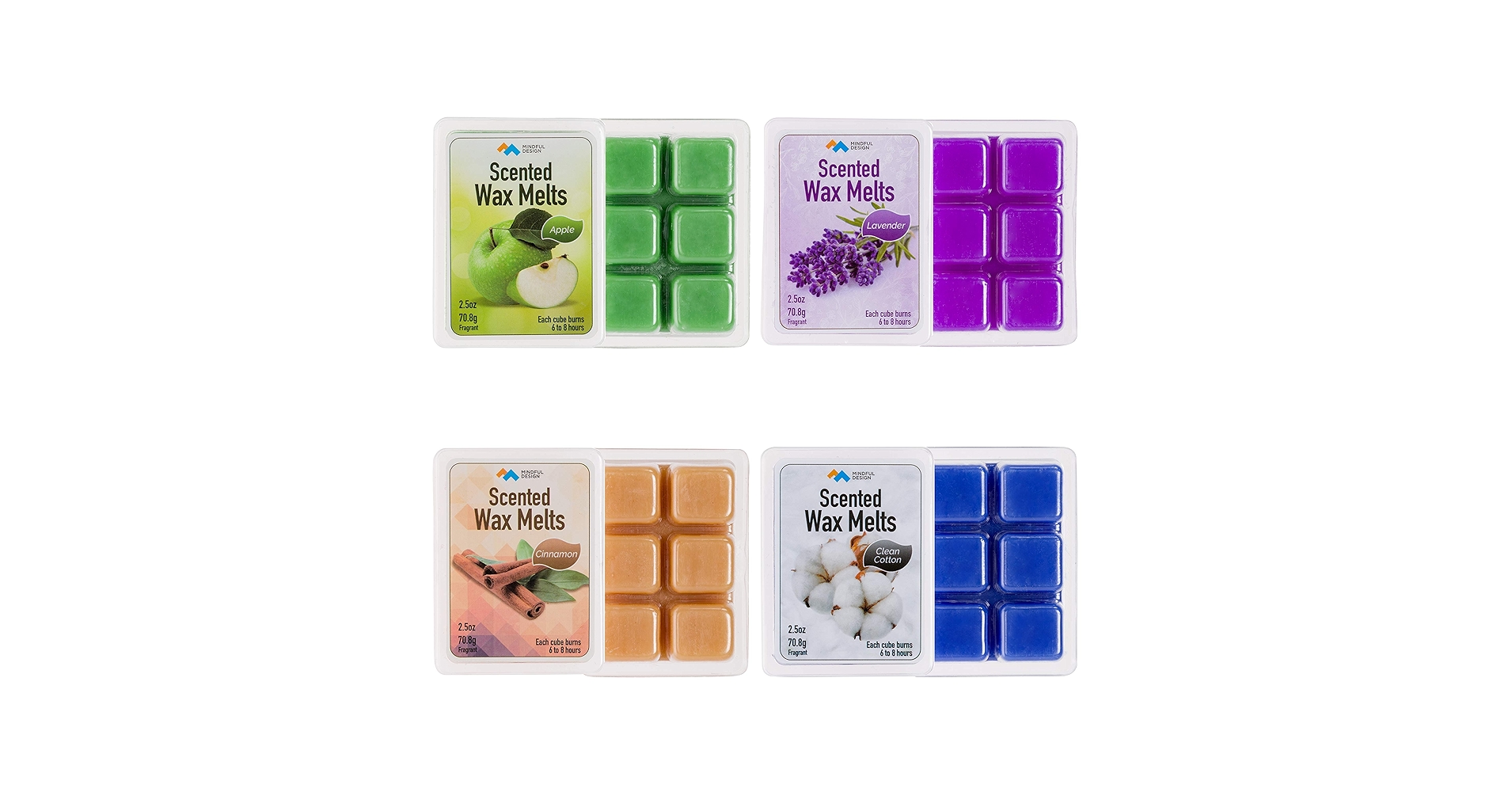 Amazon.com: Mindful Design 4 Pack Scented Wax Melts/Cubes/Tarts