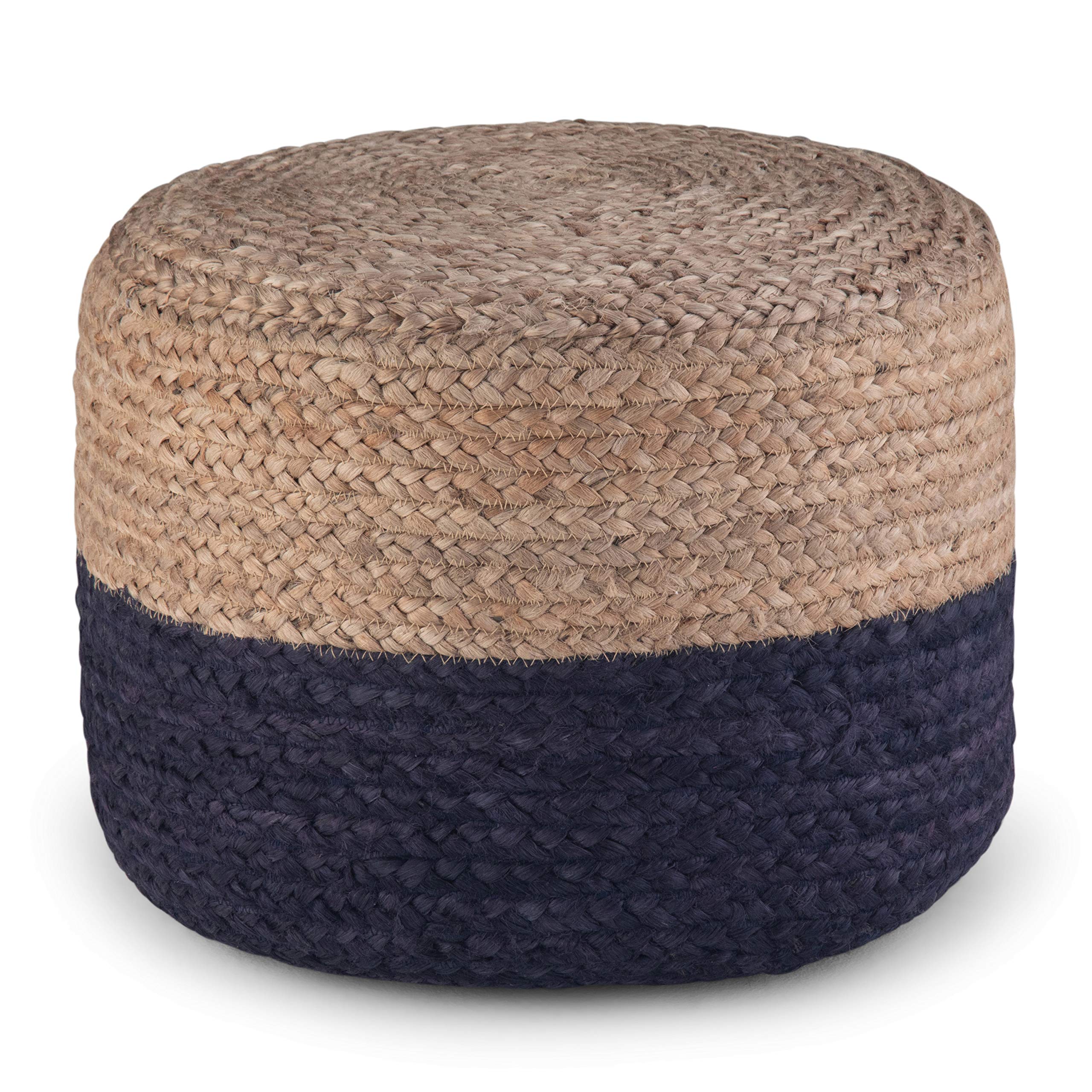 SIMPLIHOMELydia Round Poufs, Navy, Natural
