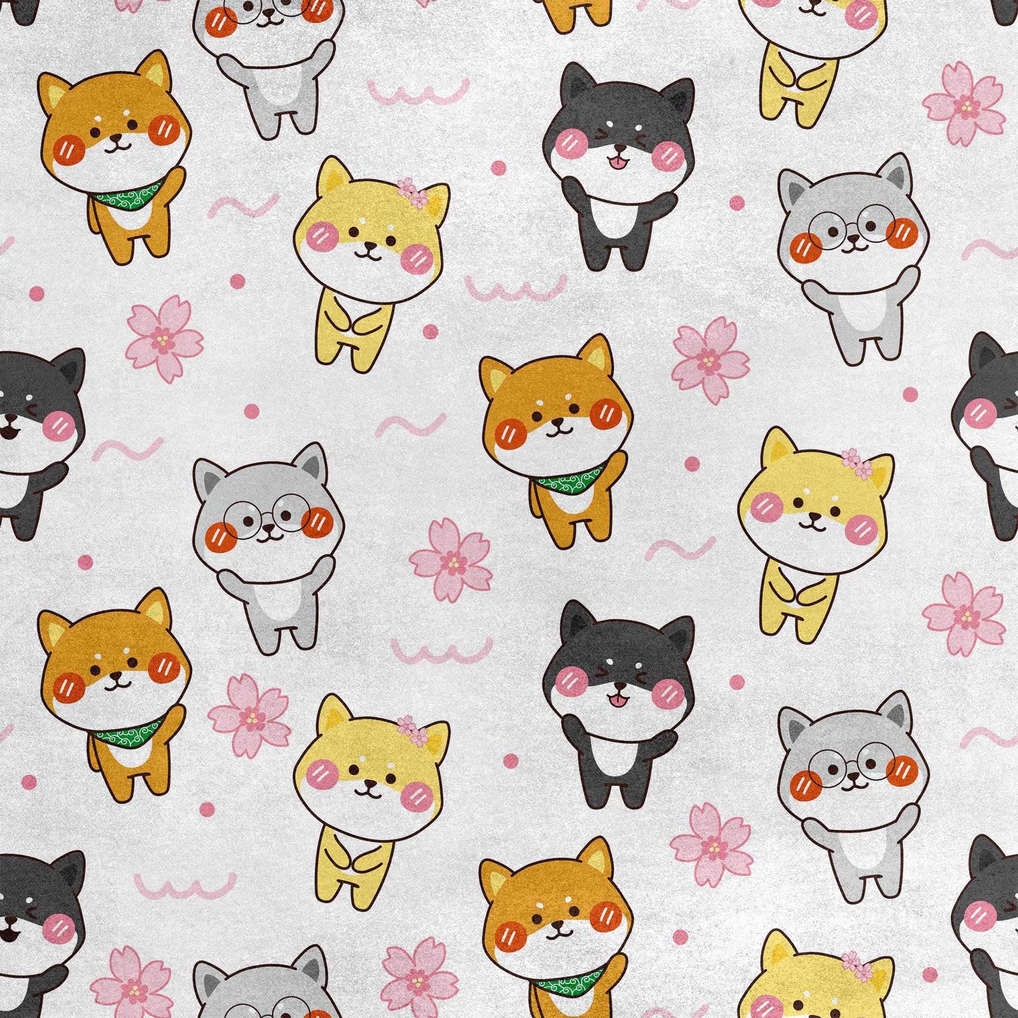 HEKO PANELS Tkanina velvet obiciowa drukowana, Shiba Inu, 3 metry 140x300cm