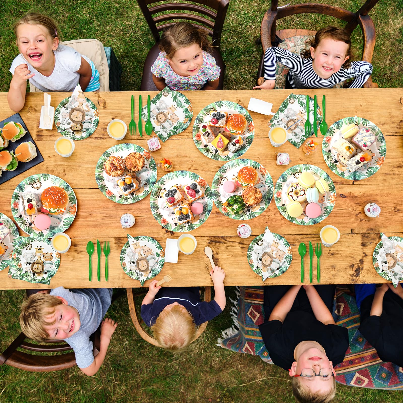 Juego De Vajilla Desechable Para Fiesta Safari – 24 Platos, Vasos Y Servilletas De Animales Para Baby Shower O Cumpleaños
