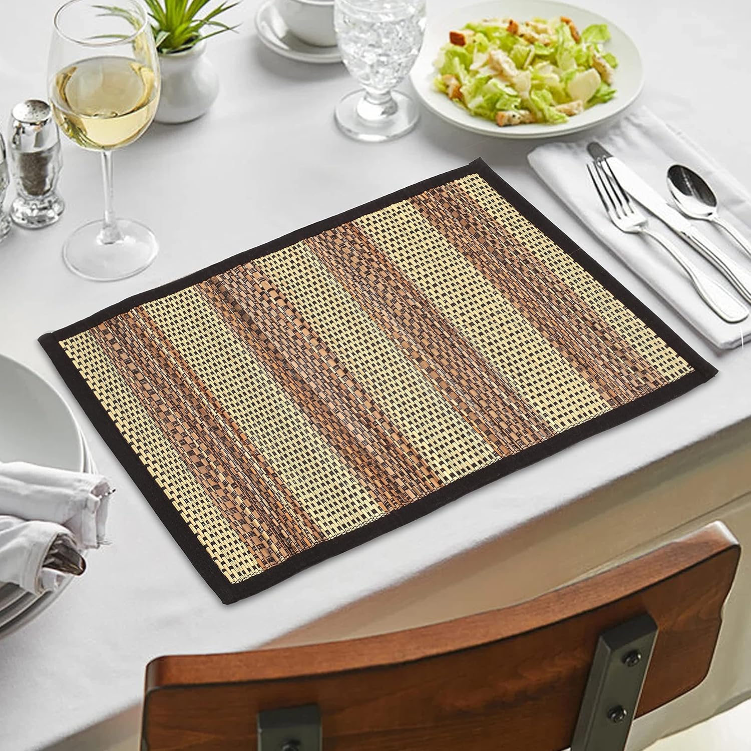 LFH Home Handmade Straw Decorative Placemat Pack of 6, Multicolor Table Mat for Dinner Table Kitchen Party Christmas Holiday New Year Indoor Family Gatherings Thanksgiving Décor - 12x18 Inch - Multi