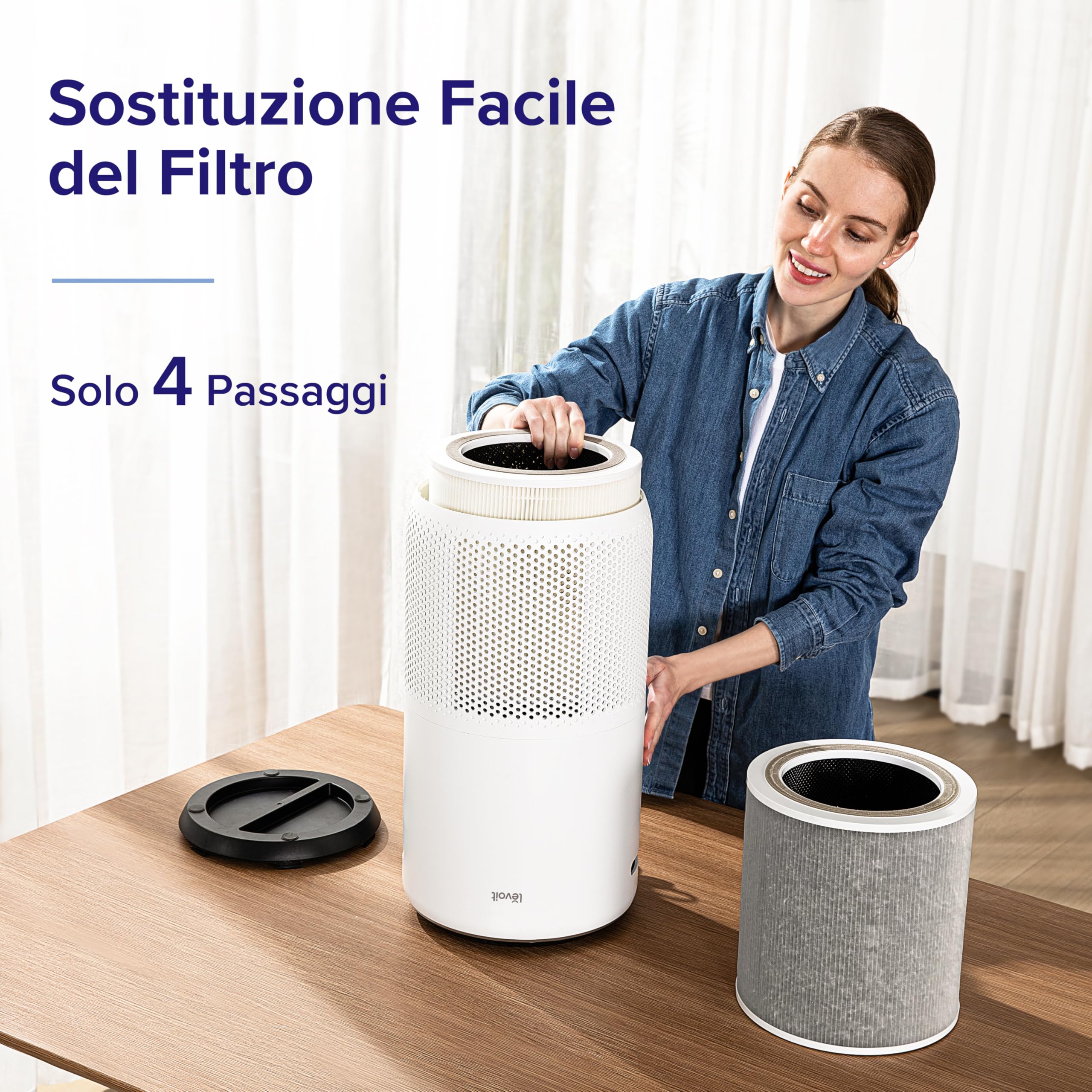 Levoit Purificatore d'Aria Intelligente con App e Alexa, Filtro HEPA + Carbone Attivo, CADR 433 m³/h fino a 90 m², Silenzioso, Display PM2.5, Modalità Auto, per Allergie Odori Allergi Polvere Polline