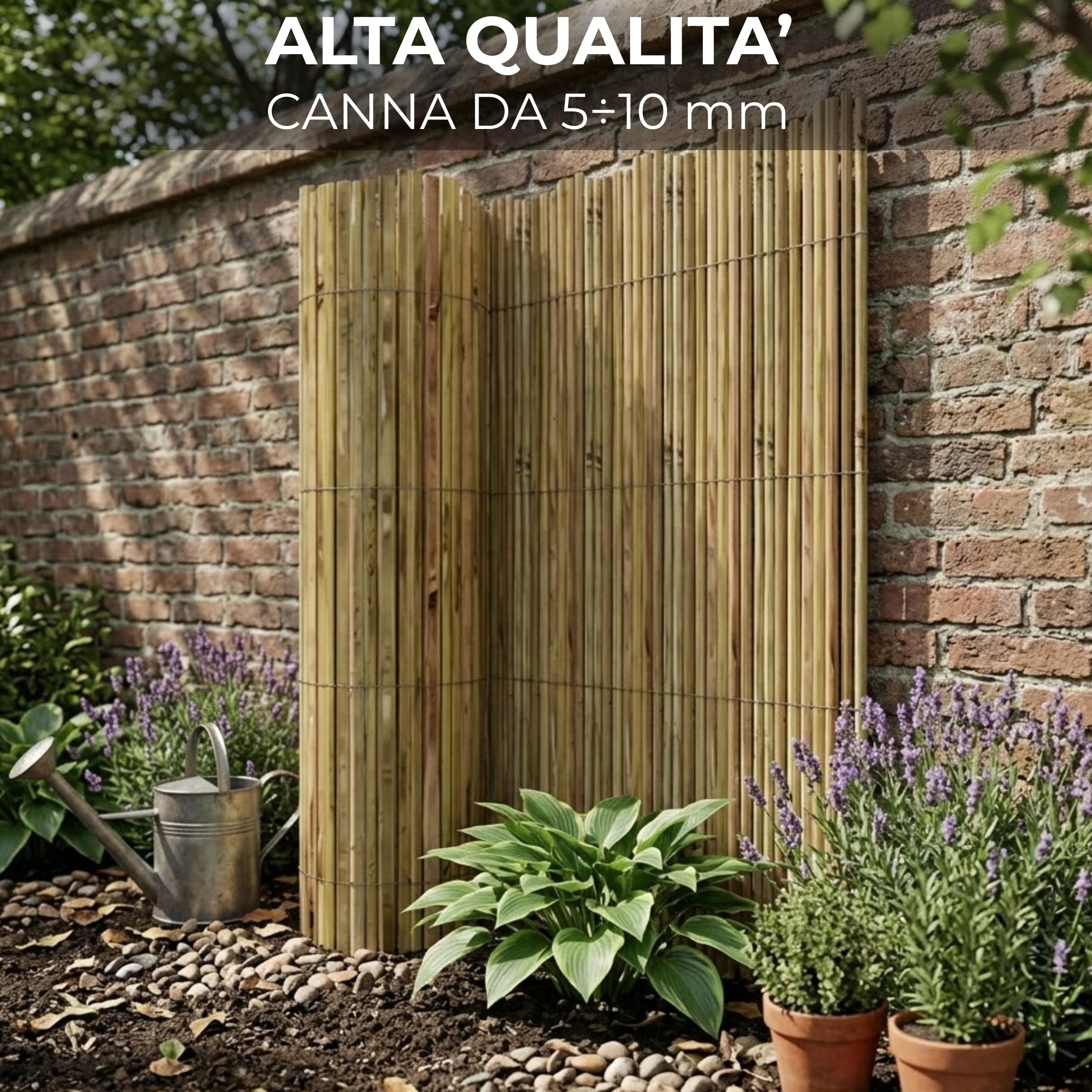 Arella in Bamboo da Esterno Rilegata con Filo Metallico Canniccio Canna Ø 5÷10 mm Ideale Recinzioni Oscuranti Giardino,Balcone,Terrazzo,Esterno Varie Dimensioni (1x3 MT)