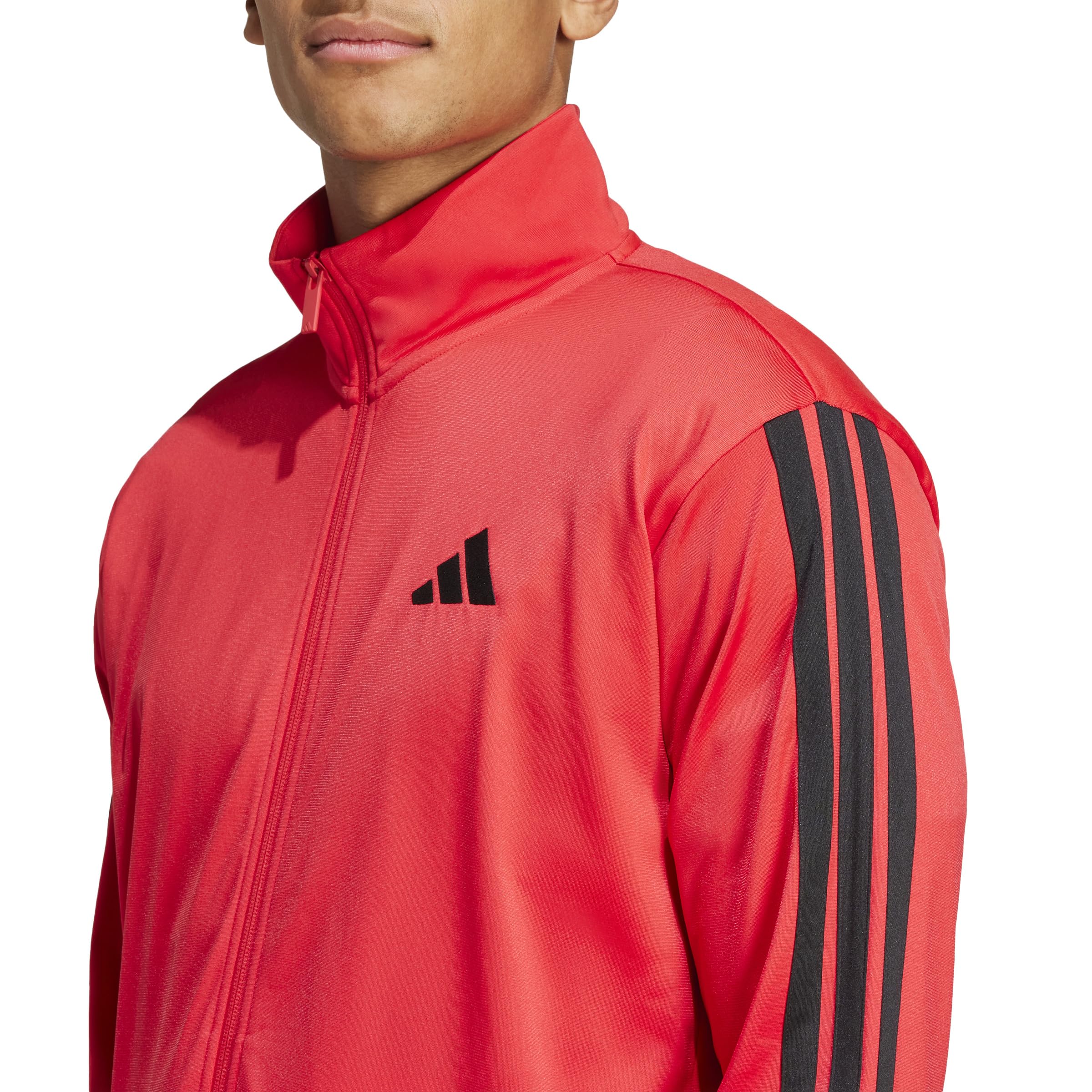 adidas Men's 3-Stripes Tricot Regular Sportswear Track Top, Pure Ruby, XX-Large