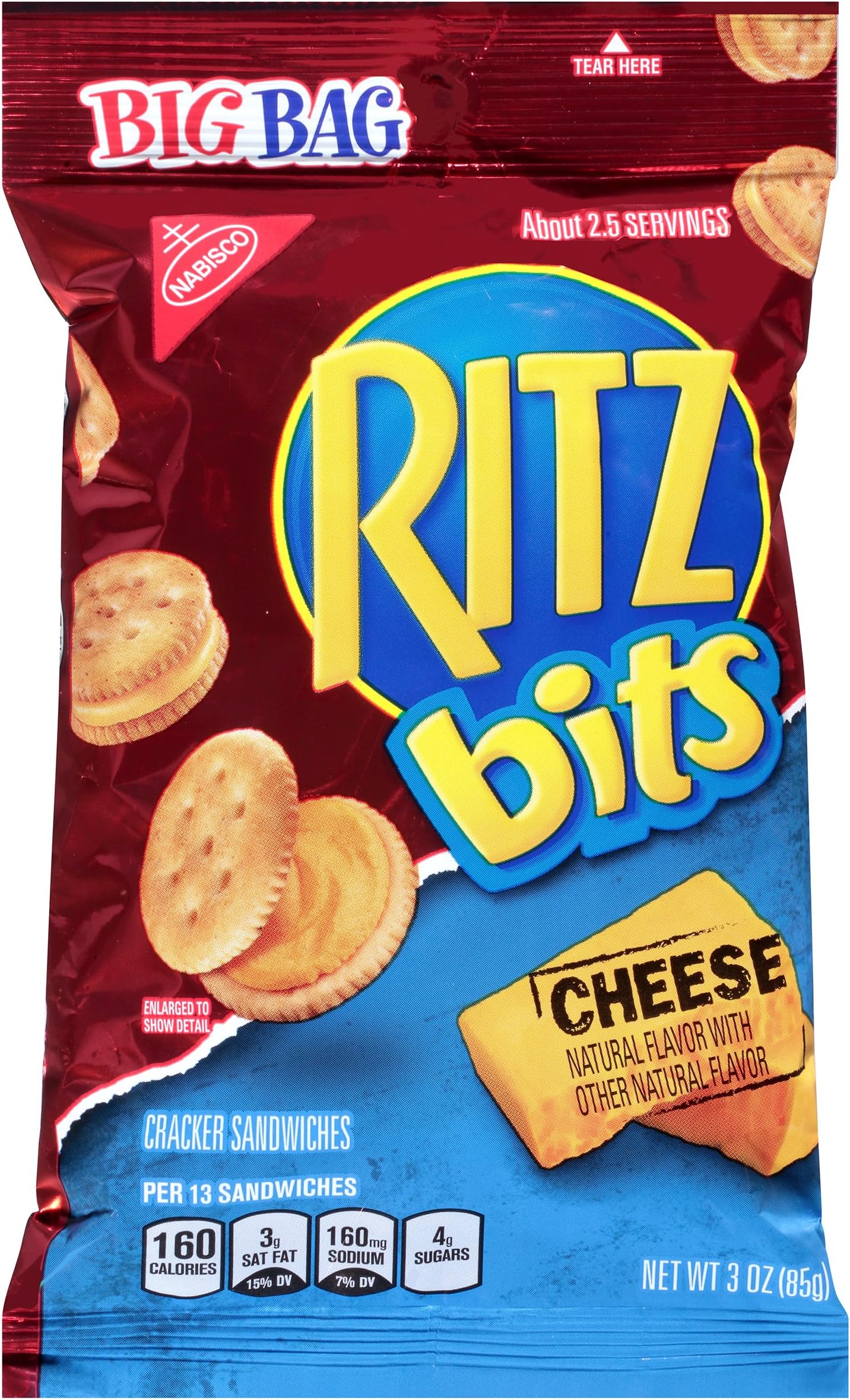 Bits Cheese Cracker Sandwiches - Big Bag, 3 Ounce (Pack of 12)