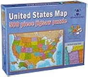 Waypoint Geographic USA Map 500-Piece Jigsaw Puzzle, Puzzles for Kids, Jigsaw Puzzles for Endless Fun, Educational Puzzles for Personalized Gifts, 24″ x 36”