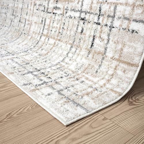 Miniatura 8 de Abani Alfombra gris para sala de estar, dormitorio, patrón de rayado, 2 x 3 pies, duradera y fácil de limpiar