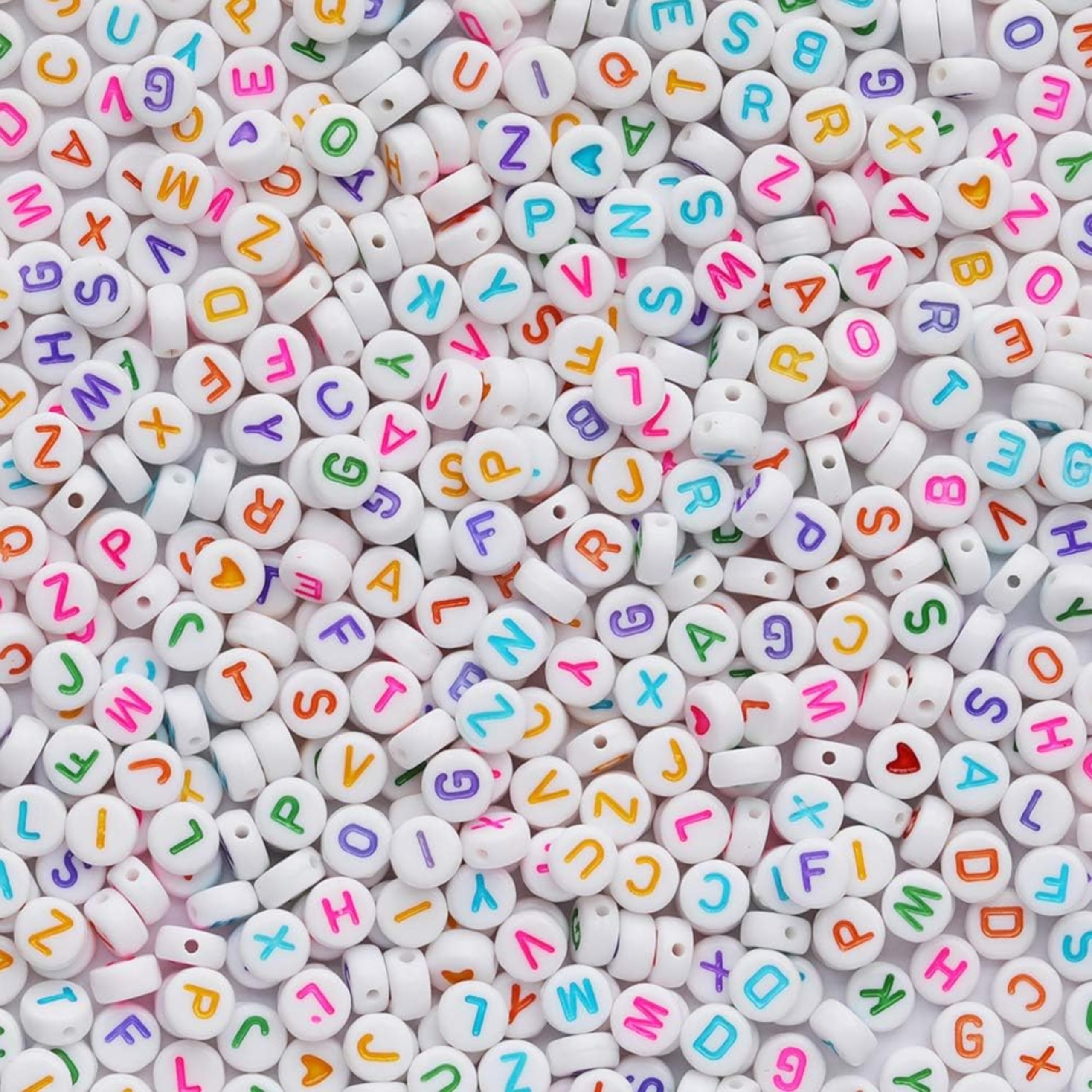 Tdas 1000 Pieces Round Acrylic Alphabet Letter Beads A-Z Mixed Plastic Shape Loose Beads for DIY Jewellery Making Bracelets Necklaces Key Chains for Arts Crafts Supplies (White-Multicolor)-image-31