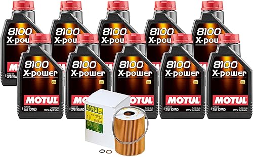 Newparts 10L 8100 X-Power 10W-60 Kit de aceite de motor de filtro E60 M5 S85B50A para M5 5.0L V10 FI S85B50A 2006-2010 S85B50A