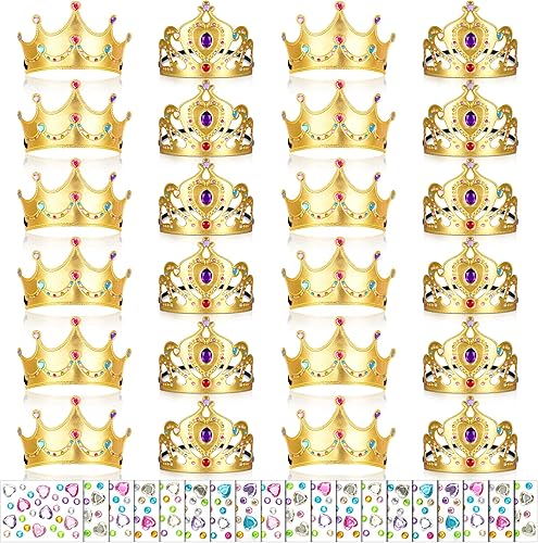 Yaomiao 44 coronas de espuma para niños, tiaras de princesa, coronas de diamantes a granel, kits de fabricación de calcomanías para suministros de