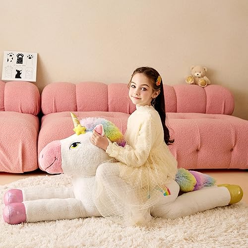 Miniatura 10 de Tumyay Triceratops gigante de peluche suave, juguetes de dinosaurio grandes, tamaño jumbo de 30 pulgadas, lindo peluche grande enorme y esponjoso de