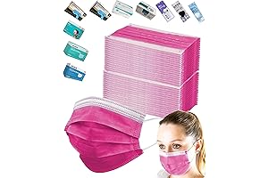 100PCS Pink Disposable Face Masks for Adults & Kids - 3-Layer Fabric...