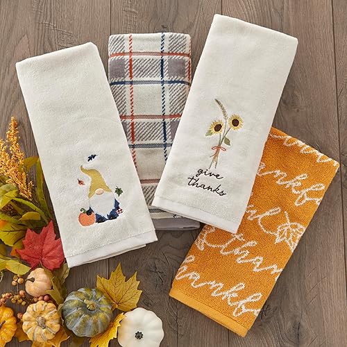 Miniatura 4 de SKL Home Toalla de mano Thankful Script, paquete de 2, amarillo, 16 x 25 pulgadas