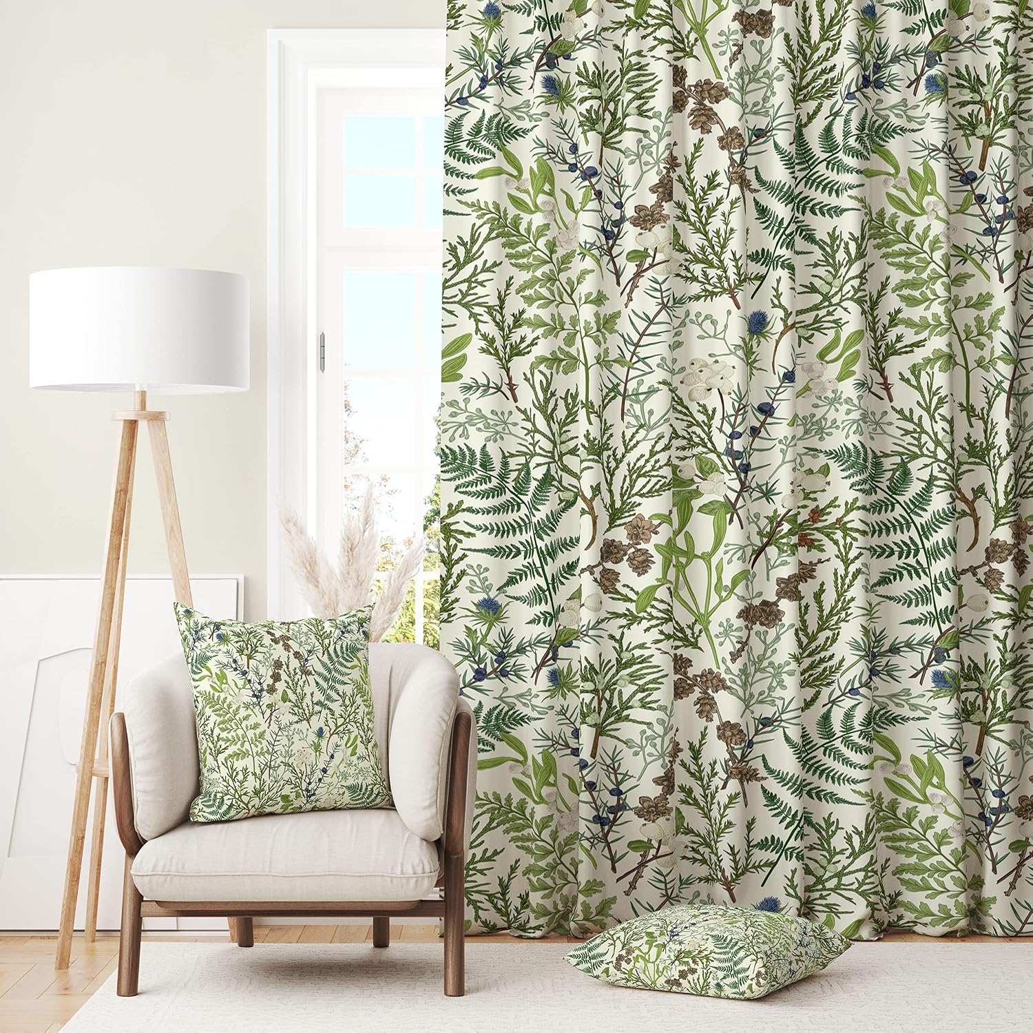 Green Plant Throw Pillow Covers 18x18 Inch Set of 2 Sage Green Botanical Leaf Pillow Covers Vintage Floral Cushion Cover Farmhouse Waterproof Decor for Living Room Bedroom Sofa Patio Outdoor