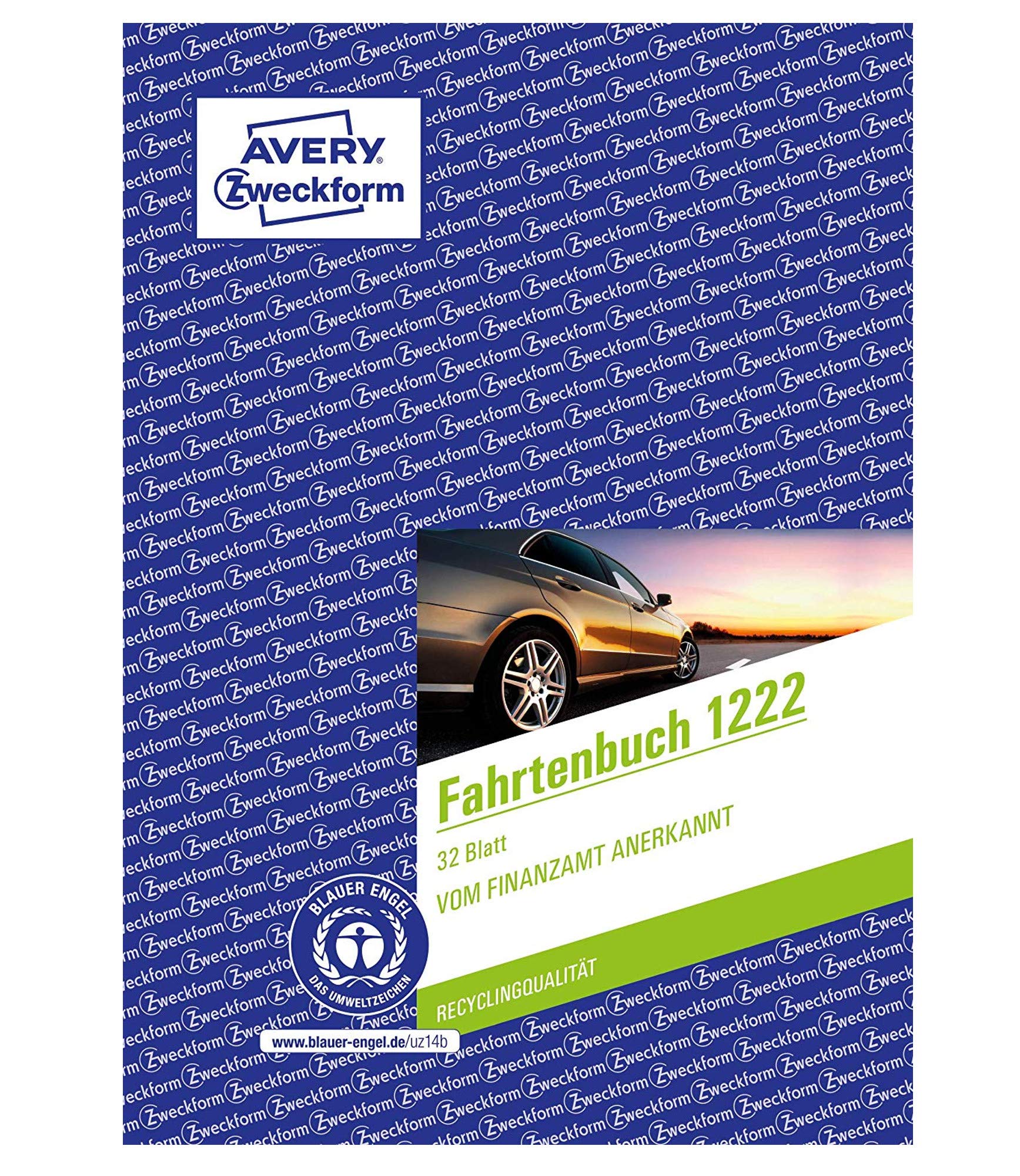 AVERY Zweckform 1222 Fahrtenbuch(für PKW, A5, Recycling, 32 Blatt) (5er Pack weiß, PKW | DIN A5)