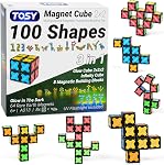 TOSY Cube aimanté 2x2-8 Blocs, 2 en 1 Jouet : 2x2x2 Cube de Puzzle et Cube d'infini personnalisable, Glowing, UV Lampe de poche, Fidget/Sensory/STEM/STEAM Magnet Tiles Cadeau d'anniversaire pour enfants/adolescents/adultes