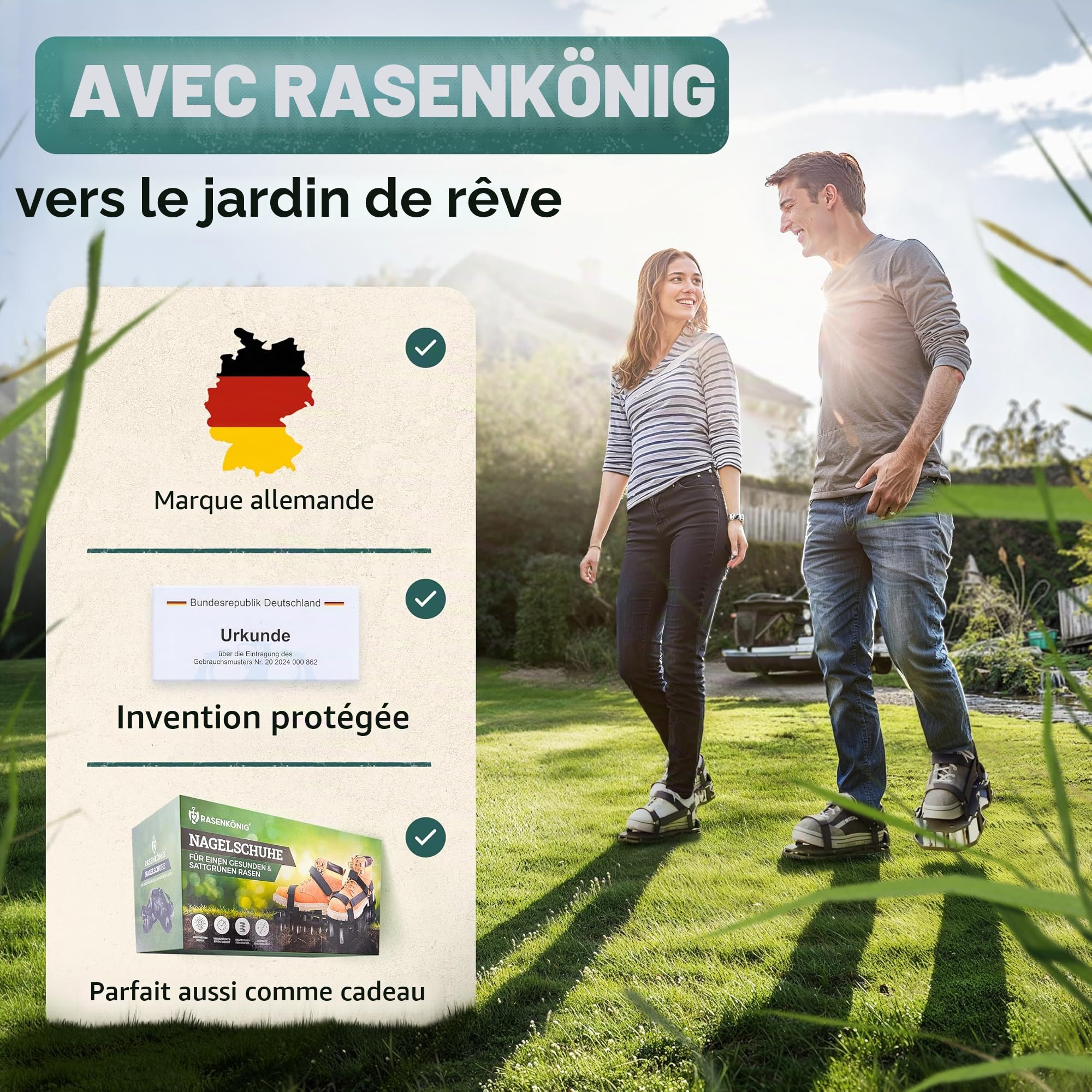 Chaussures à ongles Pro | Chaussures aératrices de pelouse + chaussures à chape | Aérateur de pelouse et aérateur pour aérer la pelouse | Chaussures de gazon de qualité supérieure pour