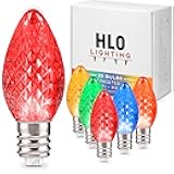 Holiday Lighting Outlet Faceted C7 Christmas Lights | Multi-Colored LED Light Bulbs Holiday Decoration Warm Christmas Decor for Indoor & Outdoor Use | 2 SMD LEDs in Each Light Bulb | Set of 25