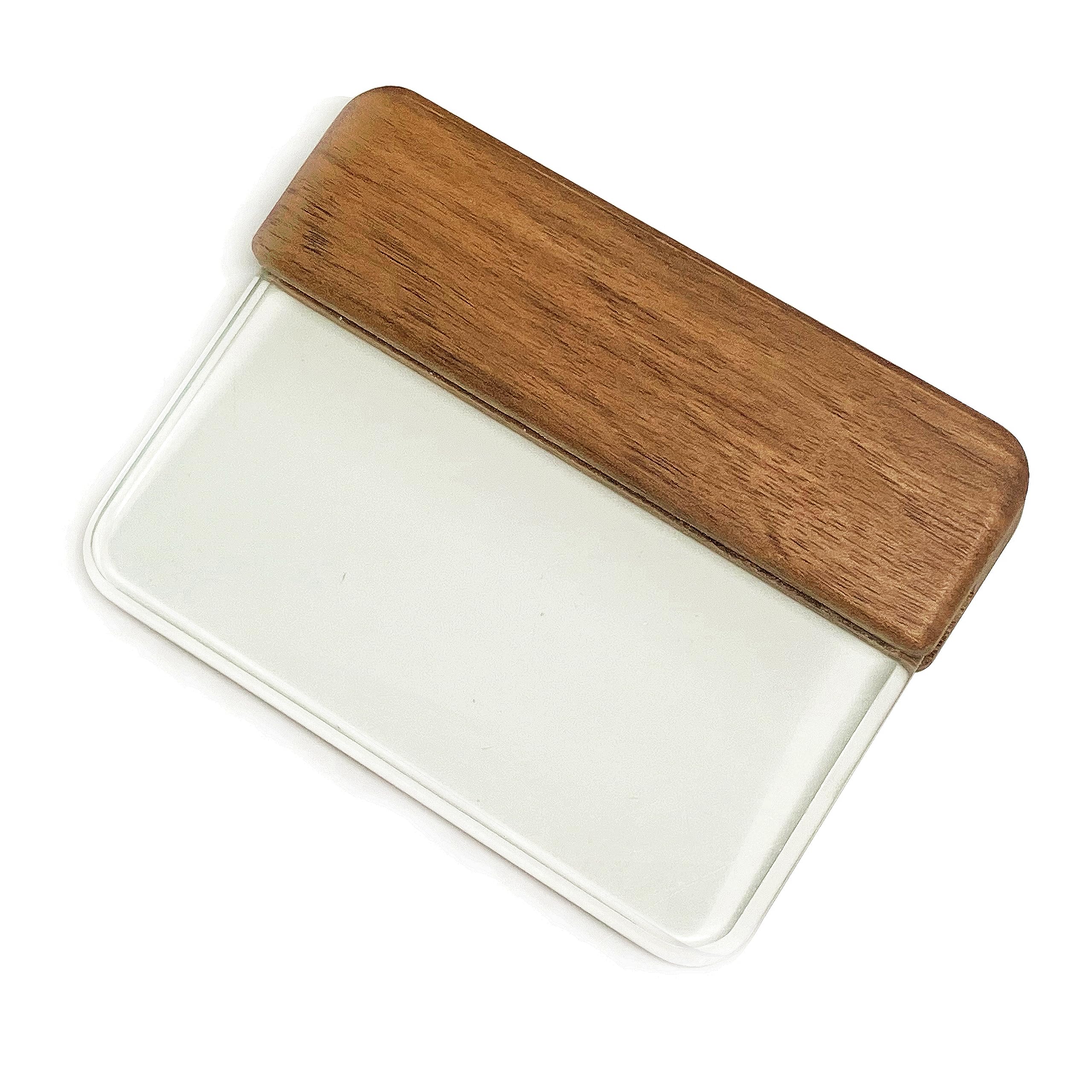 CREASKINGGlass Slicker for Burnishing Leather with Walnut Handle, Glass Burnisher Professional Block Smoothing Tool