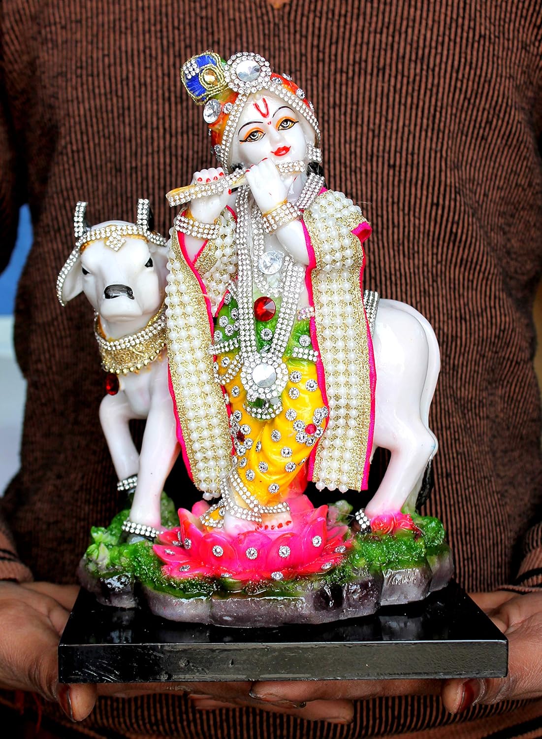 Size 10 eSplanade Resin Lord Krishna with Cow Murti Idol Statue Sculpture (10)