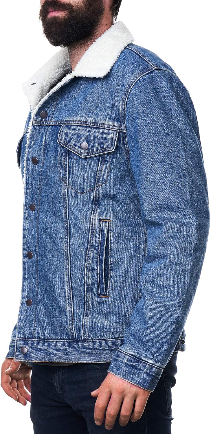 Alpine Swiss Ryker Mens Sherpa Lined Denim Trucker Jacket - Image 4