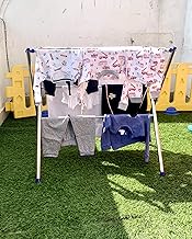 Sahni Stainless Steel Foldable Cloth Dryer Stand with 5 Rods Stand for Drying Clothes,Multi-Functional Foldable Balcony Stand ( 2.5Ft X 2.5Ft, Ss Finish)