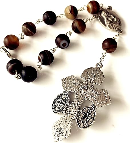 Miniatura 2 de elegantmedical Pulsera de rosario de oración católica con cuentas de cornalina de una década, regalo de crucifijo de cruz de perdón