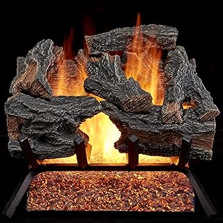 HearthSense CSW18HVL Natural Gas Vented Fireplace Logs Set with Match Light, 45000 BTU, Heats up to 1650 Sq. Ft, Colorado Split Wood, 18 Inches