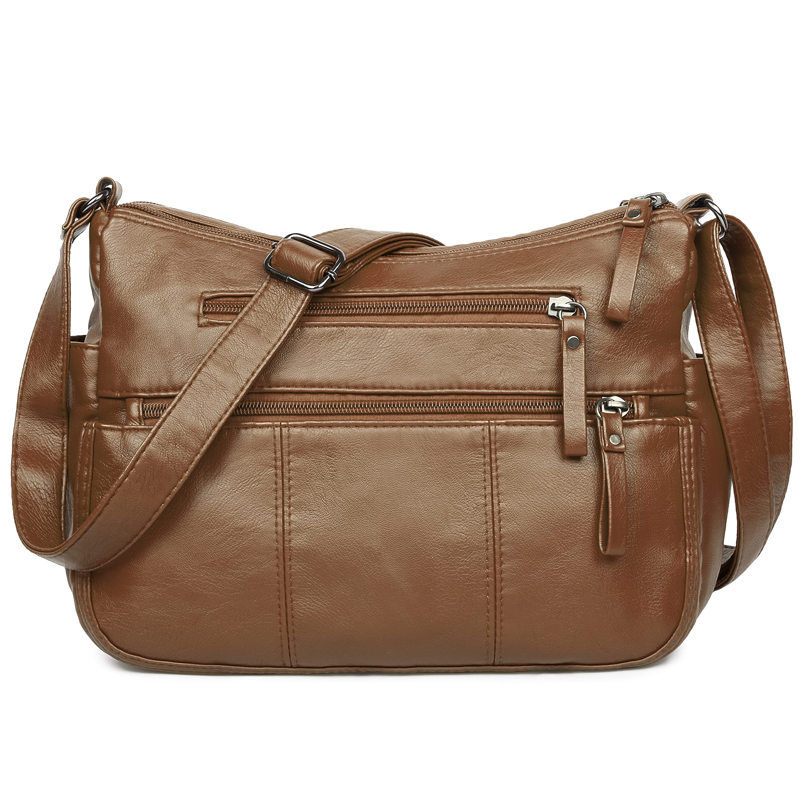 VOLGANIK ROCK Purses for Women Soft PU Leather Shoulder Bag Ladies Crossbody Purse and handbags Lightweight Pocketbook, Brown-11.8", M