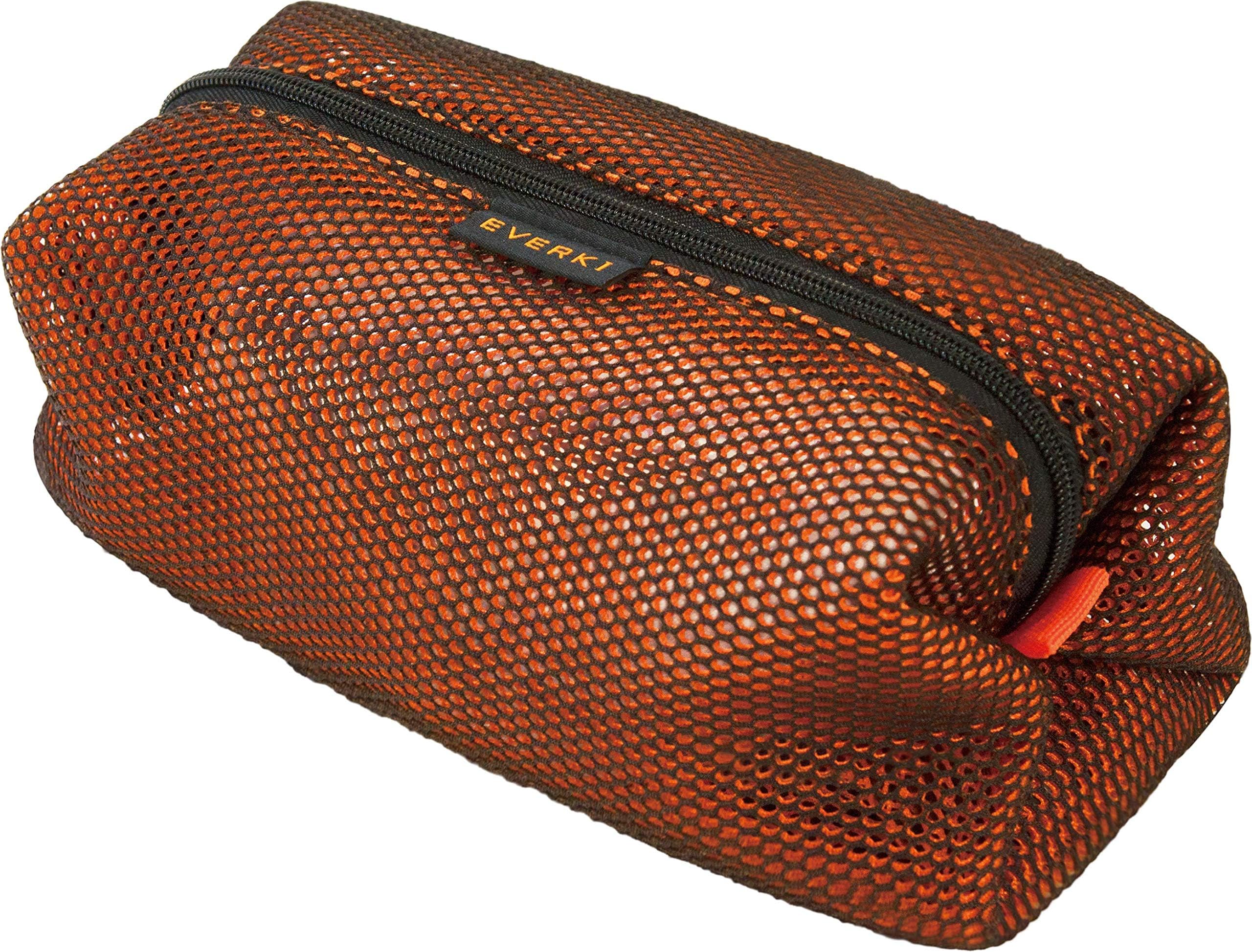 EVERKI Travel Cord Organizer Mesh Pouch Bag - Mesh Cable Organizer Bag with Zipper, Universal Electronics Purse Pouches for Inside Purse Case for Laptop Adapter, Carry On Packing Essentials, Orange